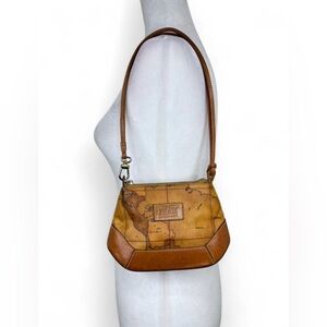 Alviero Martini Small Brown Map Shoulder Bag